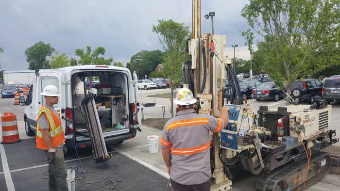 Parratt-Wolff Inc., based in Syracuse, New York, use their Geoprobe® 6712DT in conjunction with Direct Image® tooling to provide their clients high resolution subsurface data and real time logging, which  effectively reduces the duration of site remediation for their clients.  From left, Project Manager and DI Team Leader Danylo Kulczycky and MiHpt Operator Matt Padgett. 