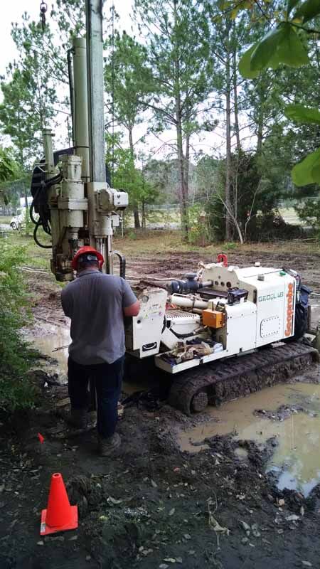 Geo Lab spent several months near Douglas, GA, advancing 326 direct push injection points with a Geoprobe® 6620DT. More than 8,500 linear feet of direct push rod were used in the application of more than 90,000 gallons of solution. Costs were minimized by using direct push points, due mostly to the efficiency of direct push techniques, allowing for large volumes of amendments to be placed with thorough coverage across impacted areas. Most of the proposed injection point locations were in wetland areas with 