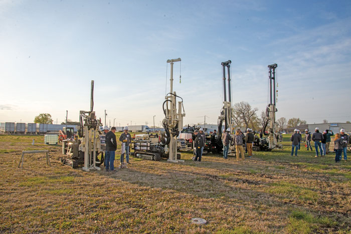 Open House 2021 included field demonstrations of the complete Geoprobe® lineup of rigs, including (from L to R) the NEW 6011DT, 7822DT, 3100GT, and 3126GT.