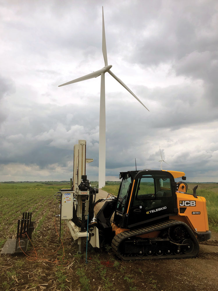 Geoprobe® 20CPT skid steer has opened the windfarm market to Olsson, gathering data on soil stability along crane paths.
