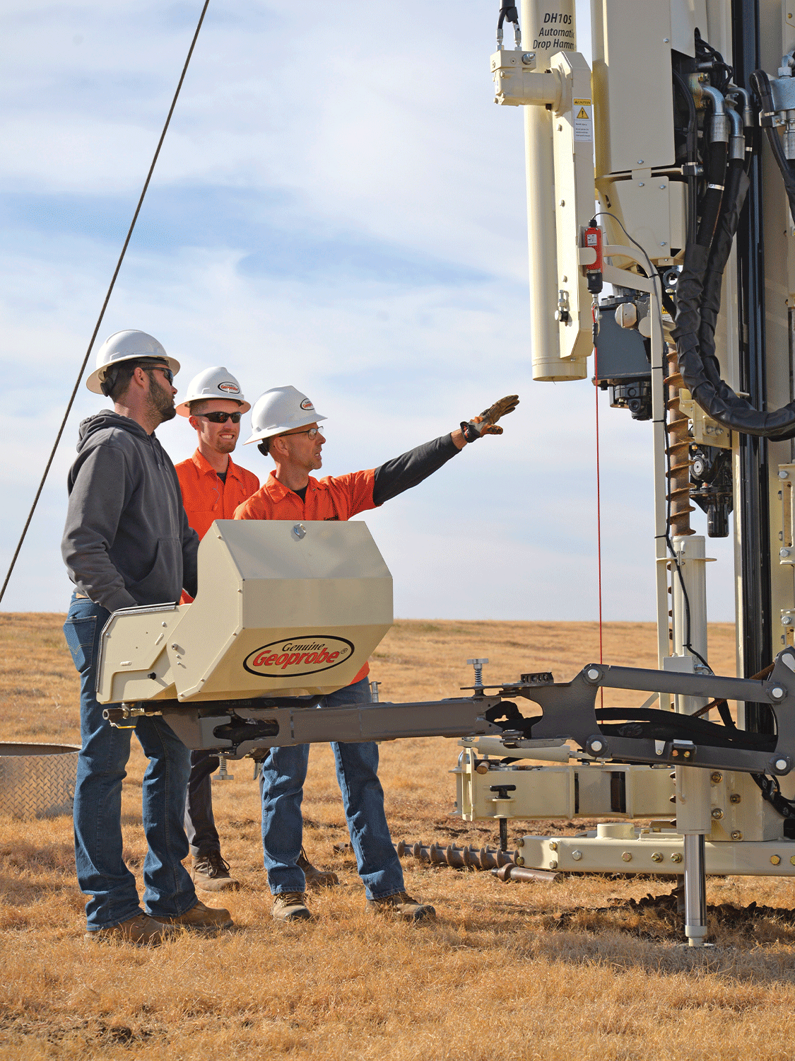 Lee Shaw (right) and Will Govan (center) conduct customer training during Govan's Geoprobe® internship.