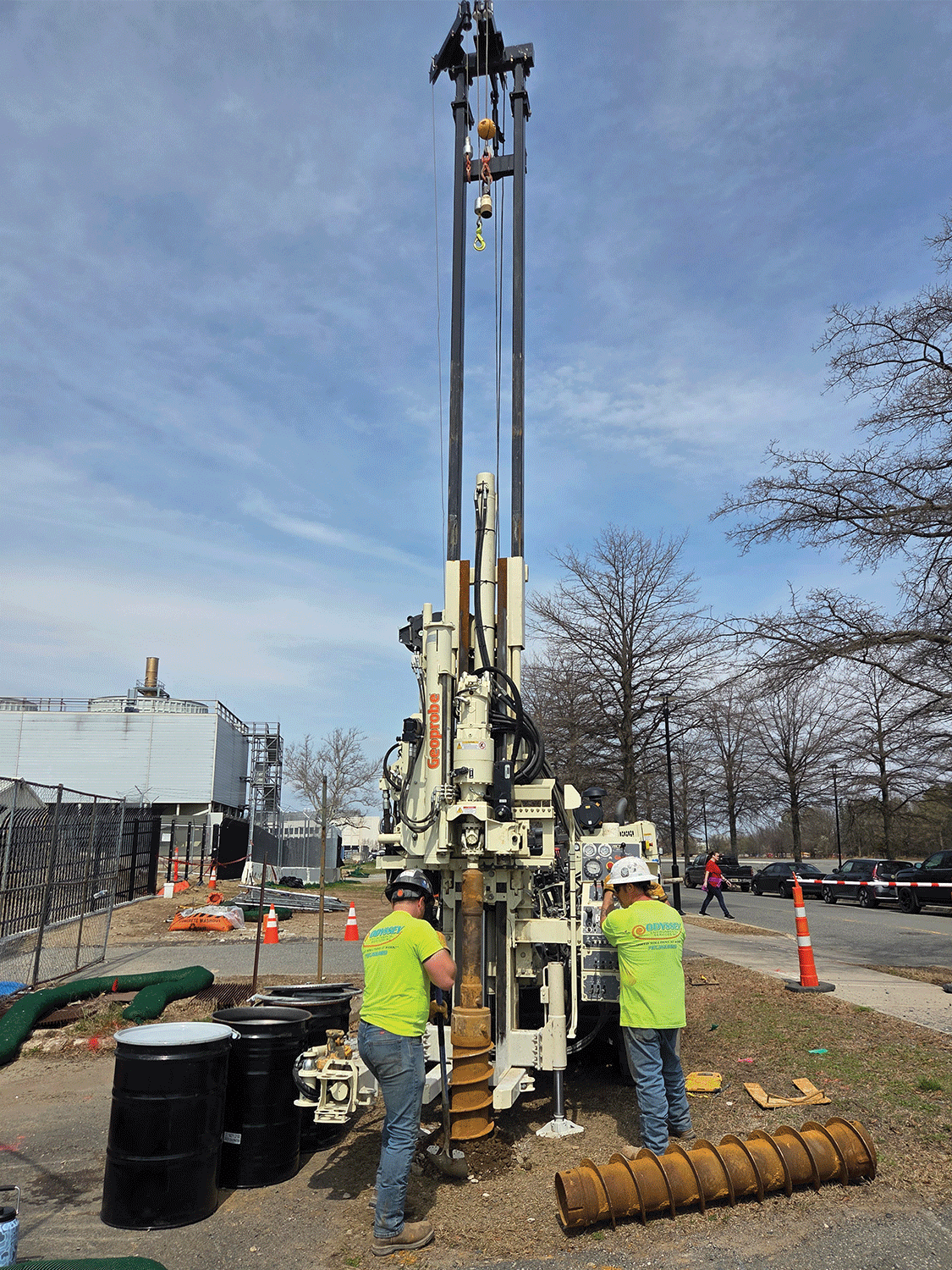 High torque drill power of 3135GT with 10,000 ft-lb of torque and 1,000 rpm makes quick work of drilling 8.25-inch augers to set 6-inch steel casing and grout in place.