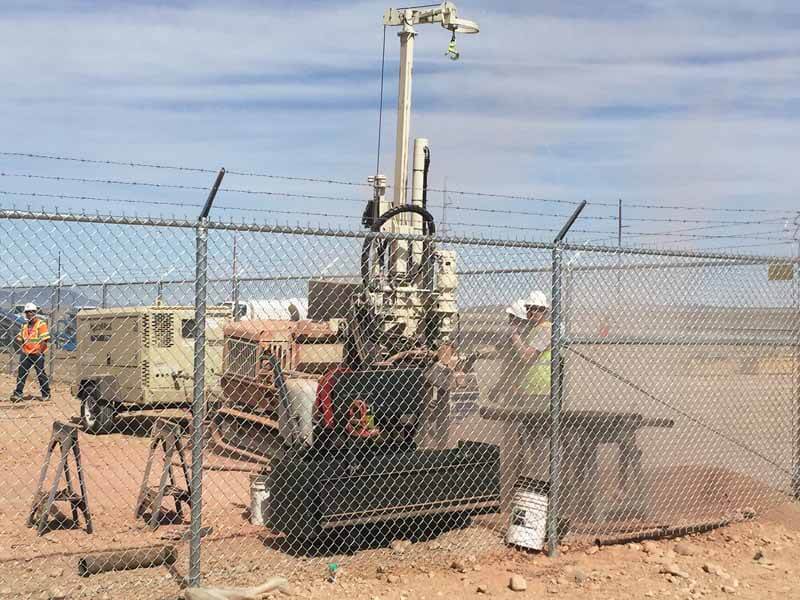 The Direct Push Services field team squeezed inside the new substation area to install copper grounding rods for their project in central Utah.