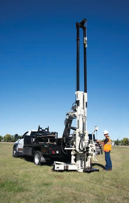 Switching from rotary to CPT is simple on the Geoprobe® 3100GT.