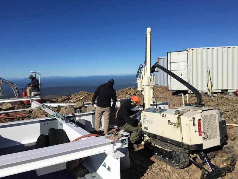 Scott Bombard, Driller, uses air rotary with a 54LT to facilitate grounding rod installation.