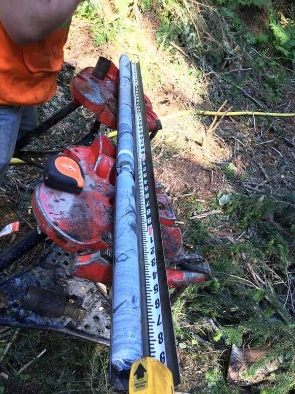 A 5-ft. rock core collected by DJ Wardwell, Operations Manager, with a 6712DT.