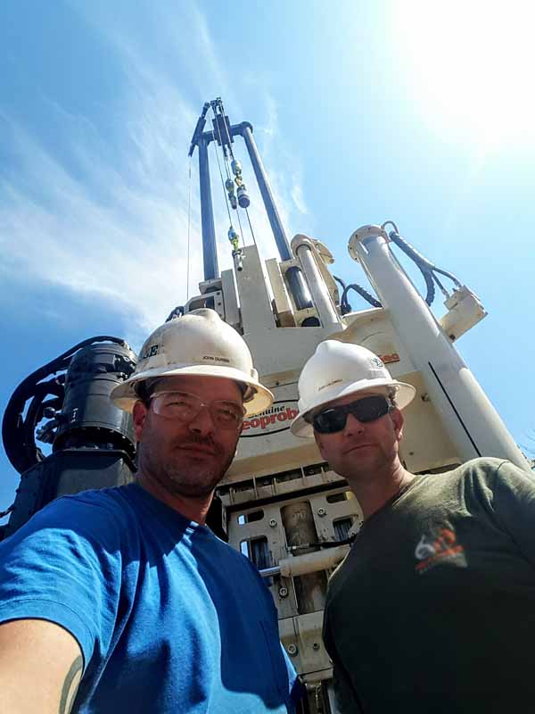 John Durbin (left) and Josh Caldwell, Exploration Drillers for Dolese Brothers, believe their new 3230DT rig has unlimited possibilities!
