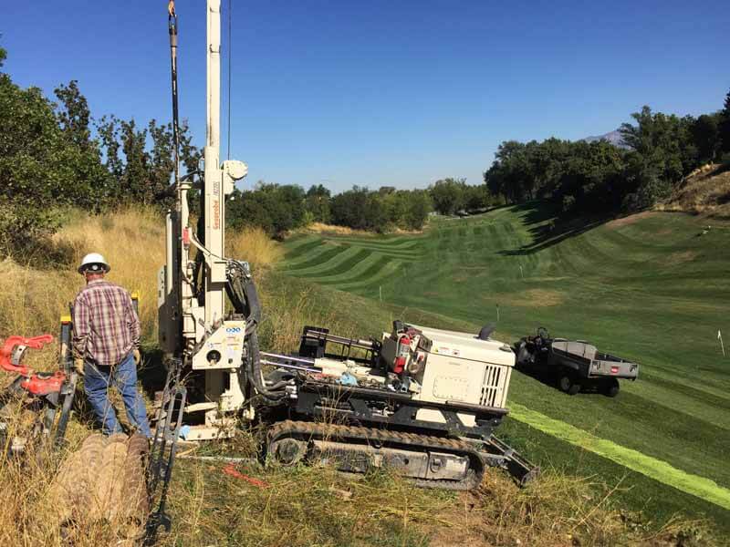 Ogden, UT. EarthProbe’s clients know that the 7822DT can get where it needs to go to get the job done. The field team completes geotechnical sampling at a golf course location.