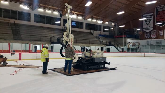 Gregg Drilling LLC conducts Macro-Core® sampling at the former Anaheim Ducks practice facility.