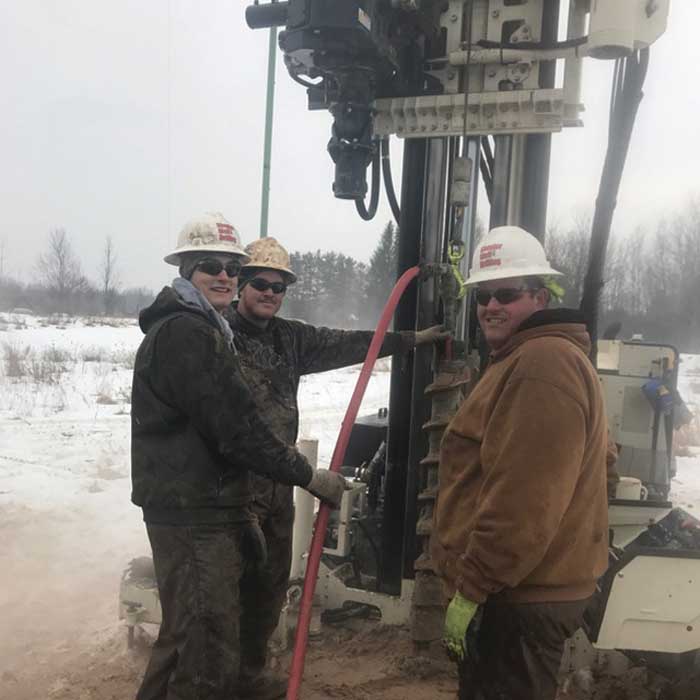 The Shepler Well Drilling crew, which includes Operators Cole Shepler, Darrin Mosher and Clint Bridson, use 4.25 in. hollow stem augers to 195 ft.  