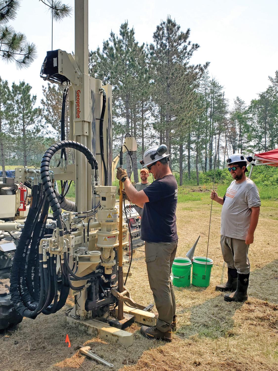 NMR works by using an induced magnetic field to affect and align the nucleus of the hydrogen atoms within water molecules, useful in hydrological investigation such as aquifer recharge studies.