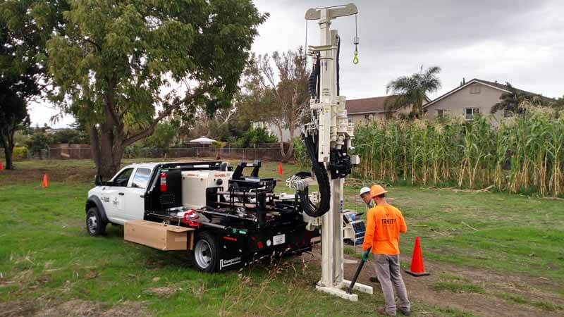 Eric Choi and Drew Gagnier complete a soil and groundwater investigation at a residential site in East Palo Alto, CA. 