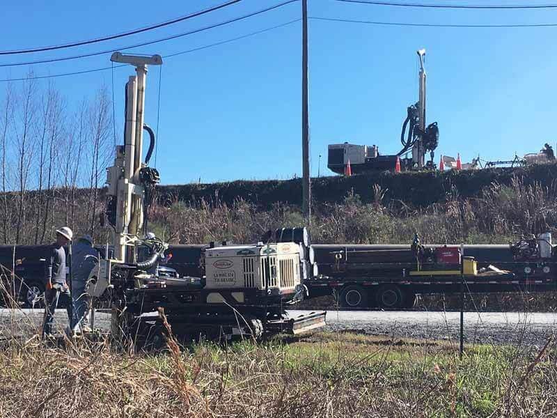 The Walker-Hill field team used both their 8150LS Rotary Sonic and 7822DT (foreground) for the discharge pipe abandonment work.