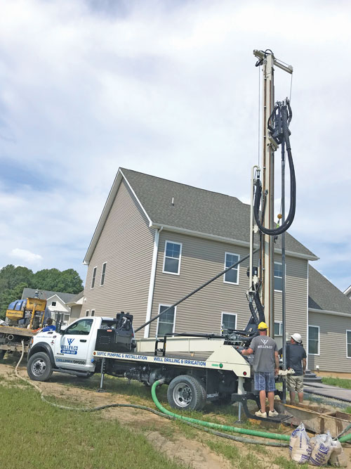 Efficiency of DM250 truck mounted drill rig permits packing more wells into the same time period while compact size eliminates damage to yards, trees, and landscaping in limited access areas.