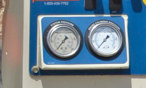 Monitor force applied with gauges on 20CPT Press control panel.