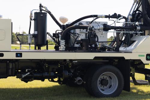 Production consistency on the small water well drilling rigs for sale possible by array of mud pump options.