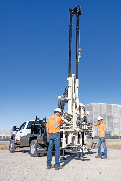 Centerline head side shift on 3100GT drilling truck simplifies geotechnical sampling while providing capabilities to expand into environmental drilling. 
