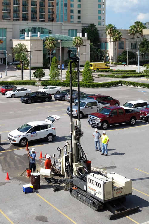 Soil and groundwater sampling to assess properties in downtown Tampa for future development made possible with 50,000 lbf of down force and 80,000 lbf of pull back.