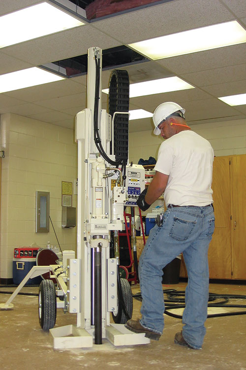 Conquer low ceilings with dollie-mounted 540MT with bi-directional hammer rotation enabling concrete drilling.