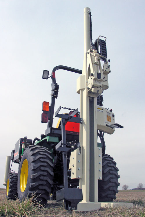 Easily move about specialty sites like pipeline or refinery work with 54TR tractor mounted drill rig.