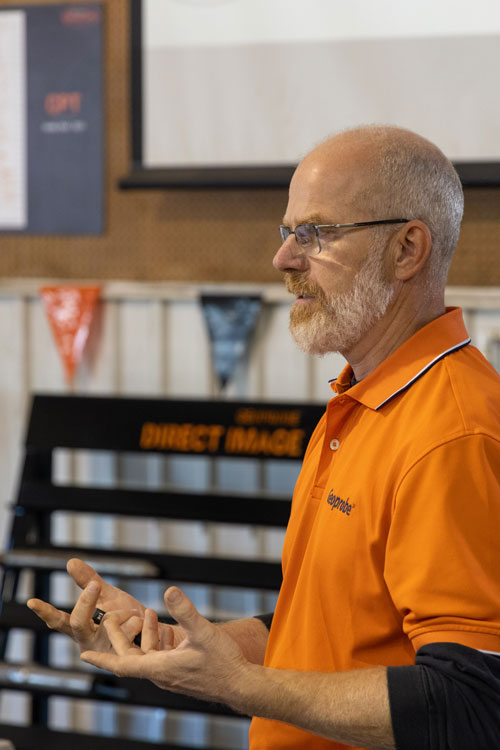 Dan Pipp provides classroom instruction regarding the operation of Direct Image® tooling.