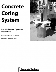 Concrete Coring Installation and Operating Instructions, Instructional Bulletin No. 00-4000